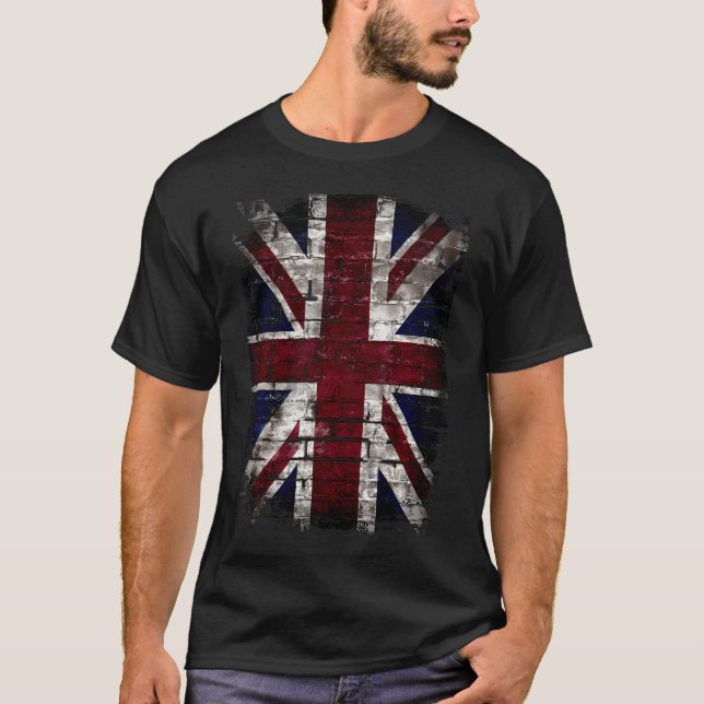 Camiseta Bandera Británica Grunge Estilo Punk de distrés de (Anverso)