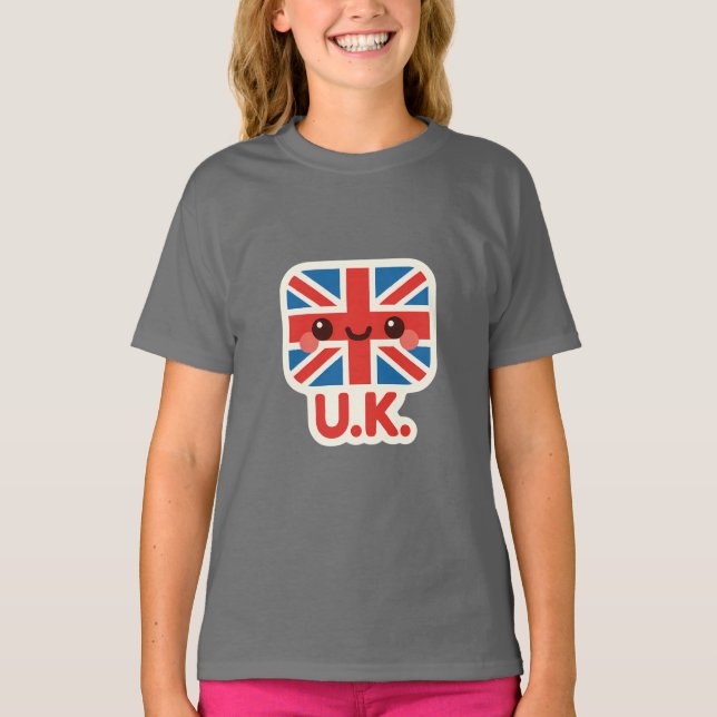 Camiseta Bandera británica Kawaii - Diseño británico bonito (Anverso)