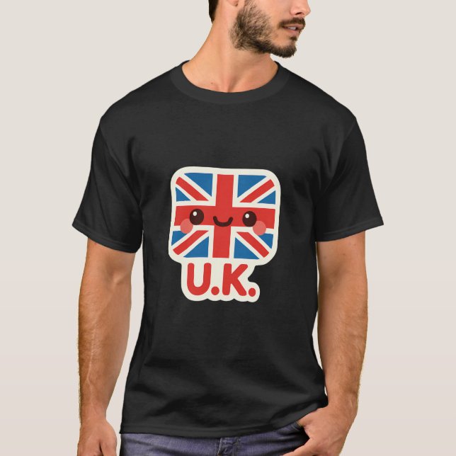 Camiseta Bandera británica Kawaii - Diseño británico bonito (Anverso)