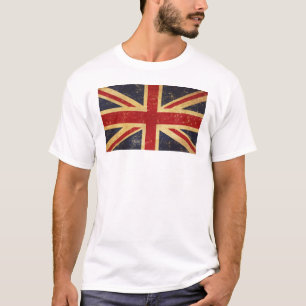 Camiseta Bandera británica Union Jack Hombres Blancos Vinta