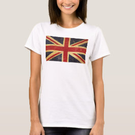 Camiseta Bandera británica Union Jack vintage en blanco par
