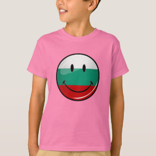 Camiseta Bandera búlgara sonriente de la ronda brillante