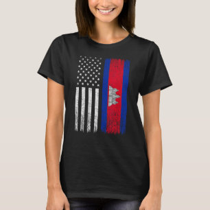 Camiseta Bandera camboyana estadounidense, graciosa camboli