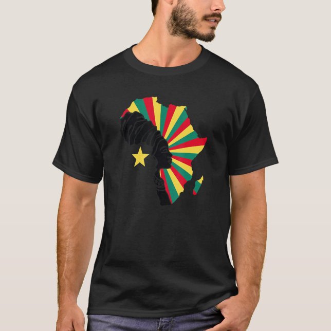 Camiseta Bandera camerunesa de Camerún Patrimonio étnico af (Anverso)