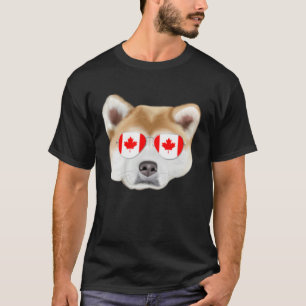 Camiseta Bandera Canadiense Akita Perro Canadá Bolsillo