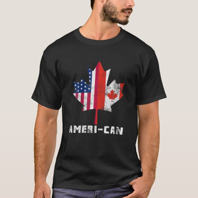 Camiseta Bandera canadiense americana América Canadá Te pat (Anverso)