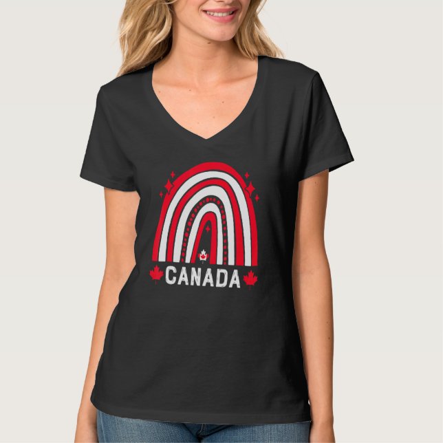 Camiseta Bandera canadiense arcoiris de arce de arce Día de (Anverso)