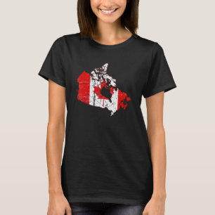 Camiseta Bandera canadiense con mapa de Canadá angustiado