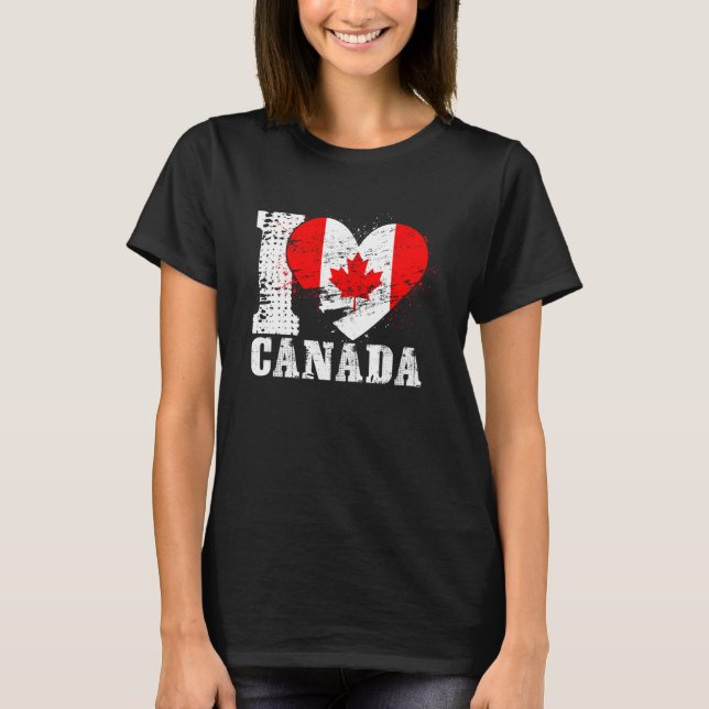 Camiseta Bandera canadiense de corazón patriótico Amo Canad (Anverso)