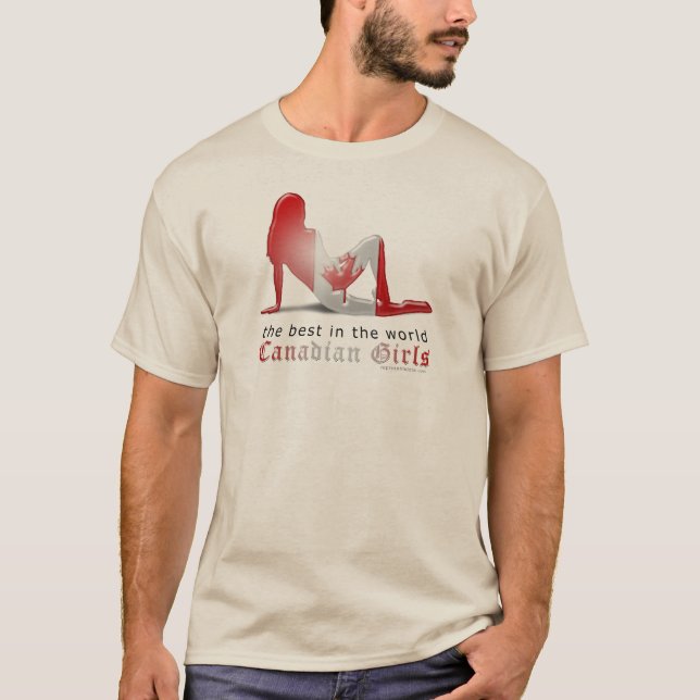 Camiseta Bandera canadiense de la silueta del chica (Anverso)