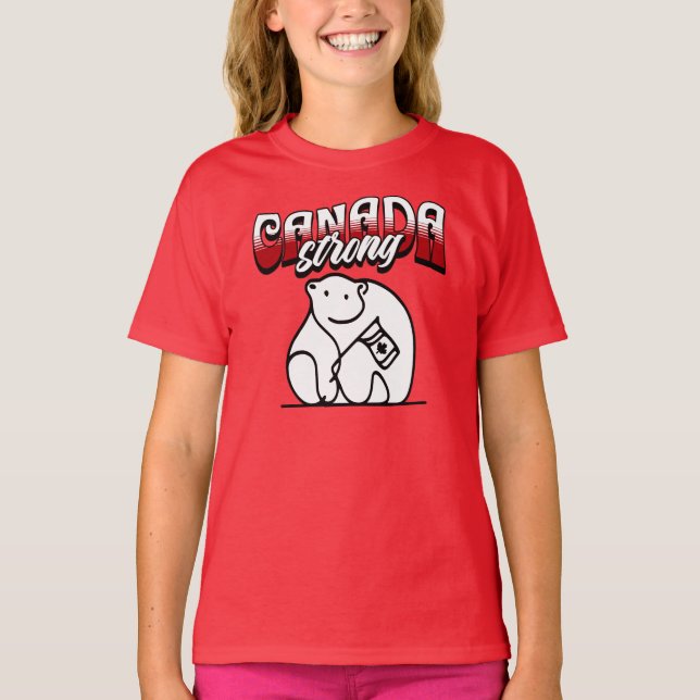 Camiseta Bandera canadiense de oso polar fuerte en Canadá (Anverso)
