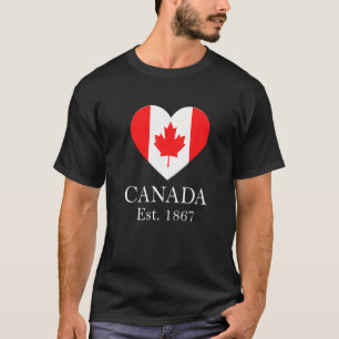 Camiseta Bandera canadiense del corazón de la hoja de arce