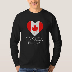 Camiseta Bandera canadiense del corazón de la hoja de arce