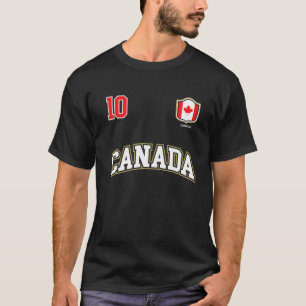Camiseta Bandera canadiense del equipo de fútbol número 10 