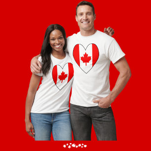 Camiseta Bandera canadiense en forma de corazón
