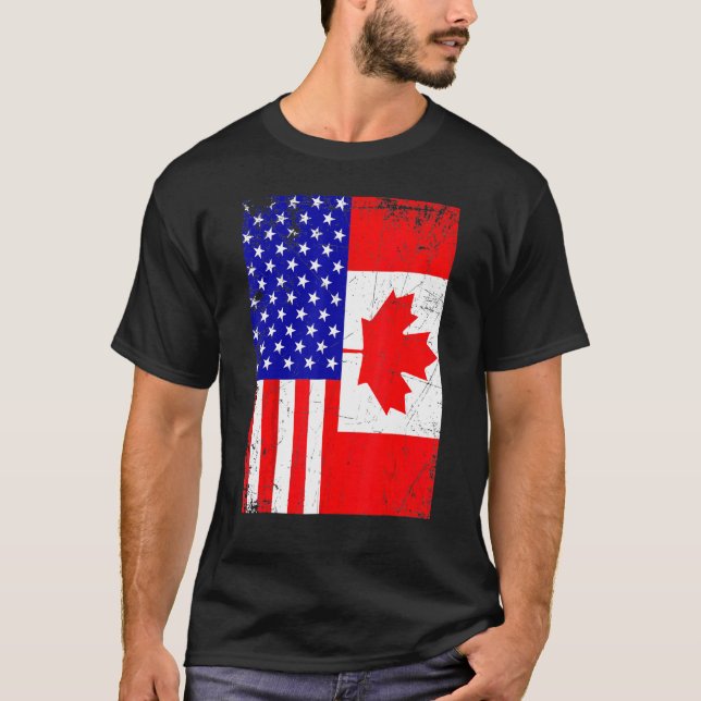 Camiseta Bandera Canadiense Estadounidense De Canadá 4 De J (Anverso)