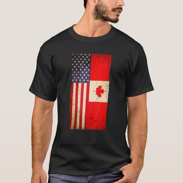 Camiseta Bandera Canadiense Estadounidense De Canadá 4 De J (Anverso)