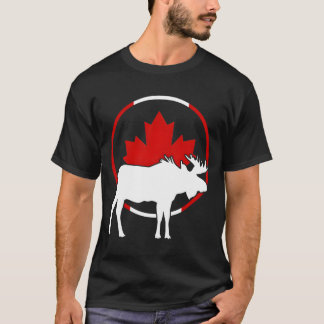 Camiseta Bandera Canadiense Hoja de Arce Alces Astas Animal