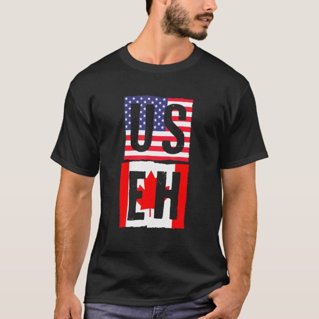 Camiseta Bandera Canadiense Hoja De Maple Usa Bandera Estad (Anverso)