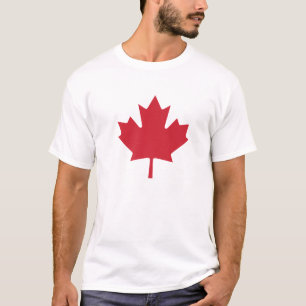 Camiseta Bandera Canadiense Hombres Niños Hojas de Maíz Roj