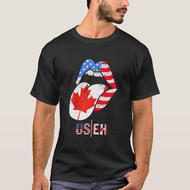 Camiseta Bandera Canadiense Hombres Niños Hojas de Maple Dí (Anverso)
