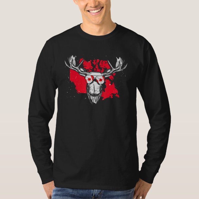 Camiseta Bandera canadiense Maple Leaf Moose Animal Guay Ca (Anverso)