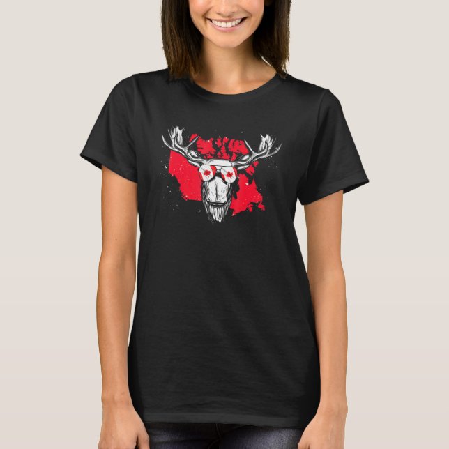 Camiseta Bandera canadiense Maple Leaf Moose Animal Guay Ca (Anverso)