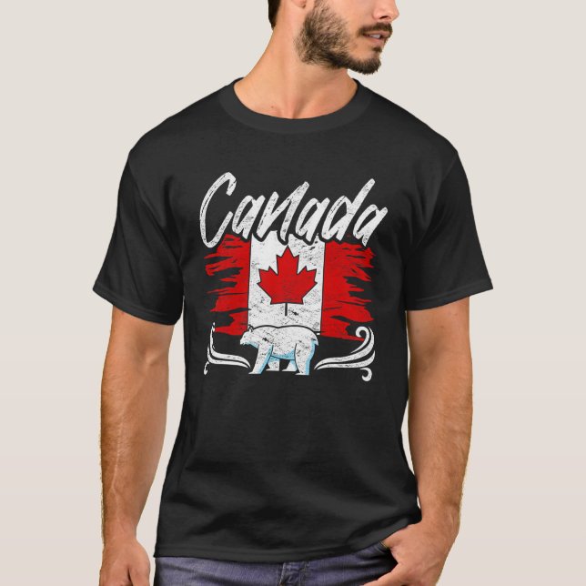 Camiseta Bandera canadiense Maple Leaf Polar Bear País Cana (Anverso)