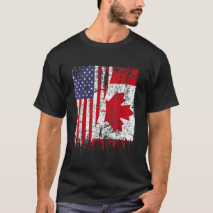 Camiseta Bandera canadiense por medio estadounidense por el