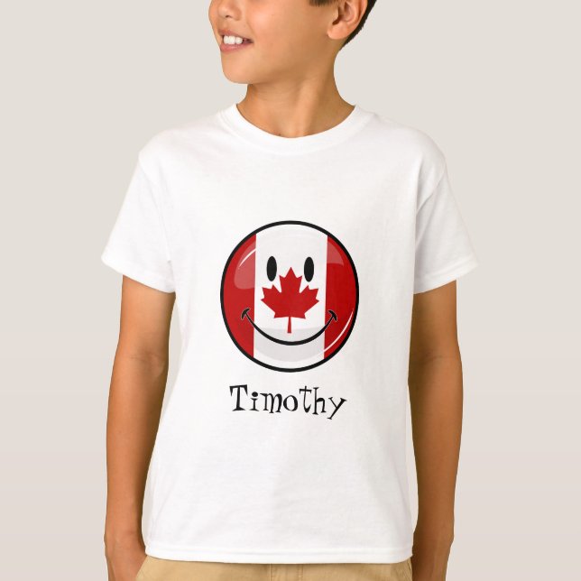 Camiseta Bandera canadiense sonriente brillante (Anverso)