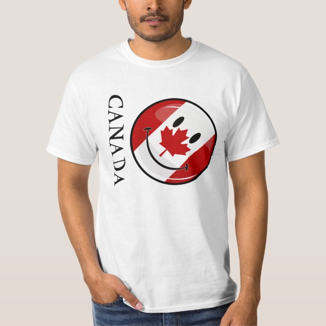 Camiseta Bandera canadiense sonriente brillante (Anverso)
