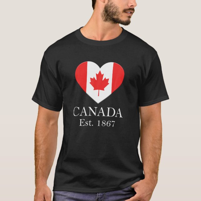 Camiseta Bandera cardíaca de hojas de arce canadiense - Can (Anverso)