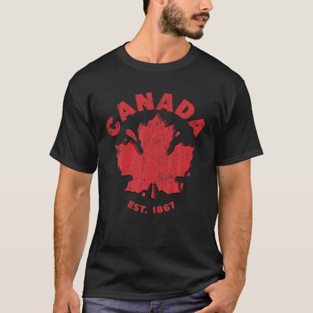 Camiseta Bandera cardíaca de hojas de arce canadiense - Can (Anverso)