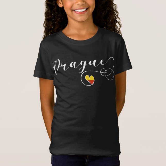 Camiseta Bandera cardíaca de Praga, República Checa (Anverso)