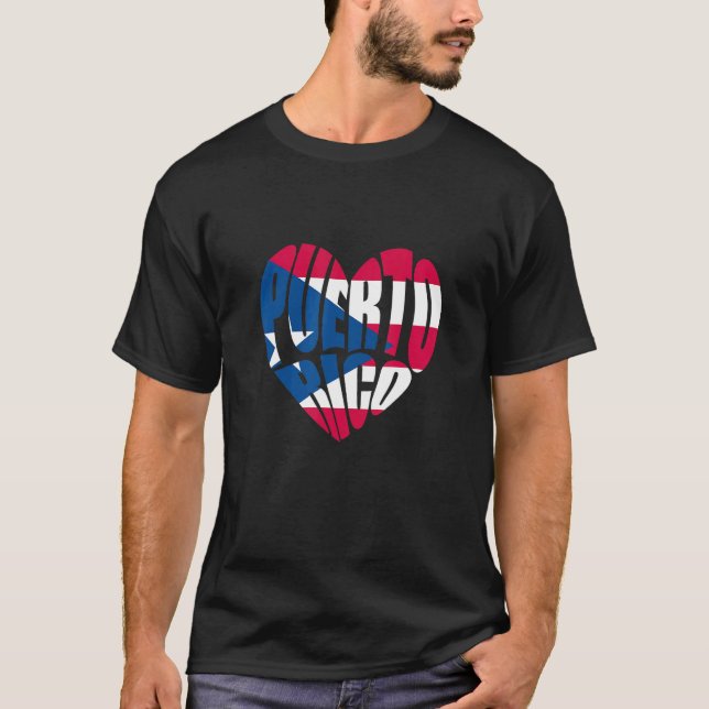 Camiseta Bandera cardíaca puertorriqueña Boriquen Herit (Anverso)