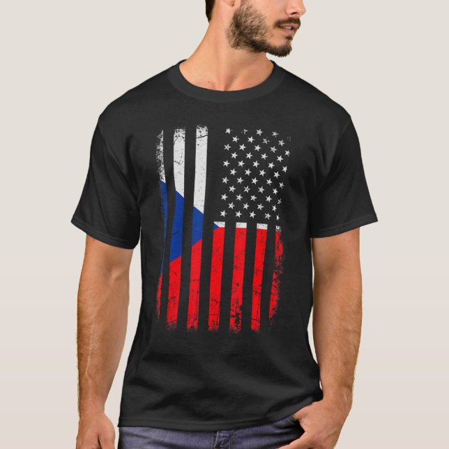 Camiseta Bandera checa estadounidense República Checa Améri (Anverso)