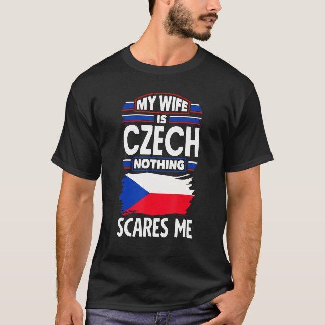 Camiseta Bandera checa Mi esposa es checa (Anverso)