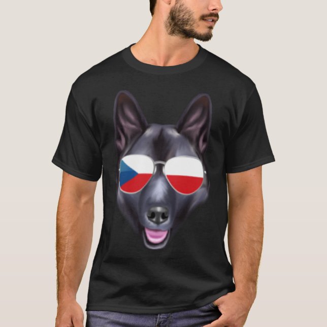 Camiseta Bandera Checa Noruego Elkhound Dog República Checa (Anverso)
