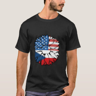 Camiseta Bandera Checa Sunflower Estados Unidos América Ces