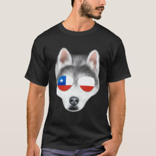 Camiseta Bandera Chilena Husky Siberiano Perro Chile Bolsil