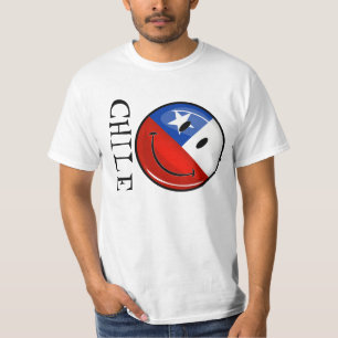 Camiseta Bandera chilena sonriente de la ronda brillante