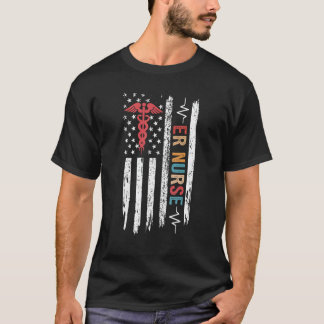 Camiseta Bandera Clásica Deteriorada Para Enfermera De Urge