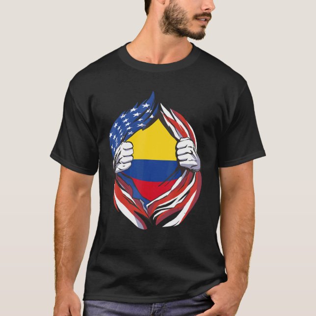 Camiseta Bandera Colombiana Americana Orgullosa De Mi Heren (Anverso)