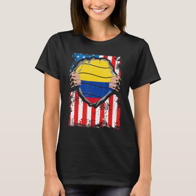 Camiseta Bandera colombiana colombiana de patriota norteame (Anverso)