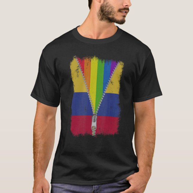 Camiseta Bandera Colombiana Lgbt Zip Orgullo Colombiano (Anverso)