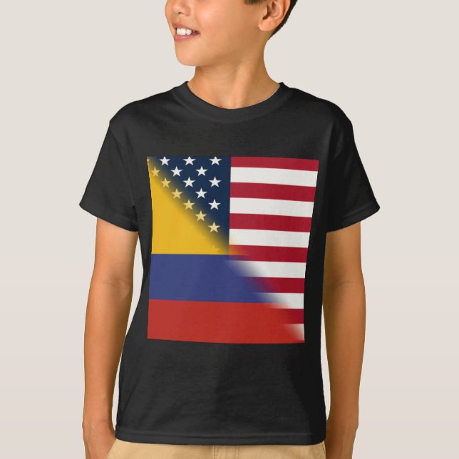 Camiseta Bandera colombiana norteamericana | Half Colombia  (Anverso)