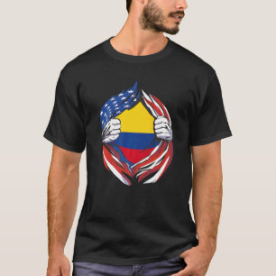 Camiseta Bandera colombiana norteamericana orgullosa de mi 