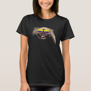 Camiseta Bandera Colombiana Perro Pekingese Bolsillo Colomb