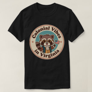 Camiseta Bandera colonial divertida de Virginia Raccoon