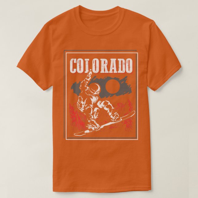 Camiseta Bandera Colorado Snowboard Snowboarder Powder Day  (Diseño del anverso)
